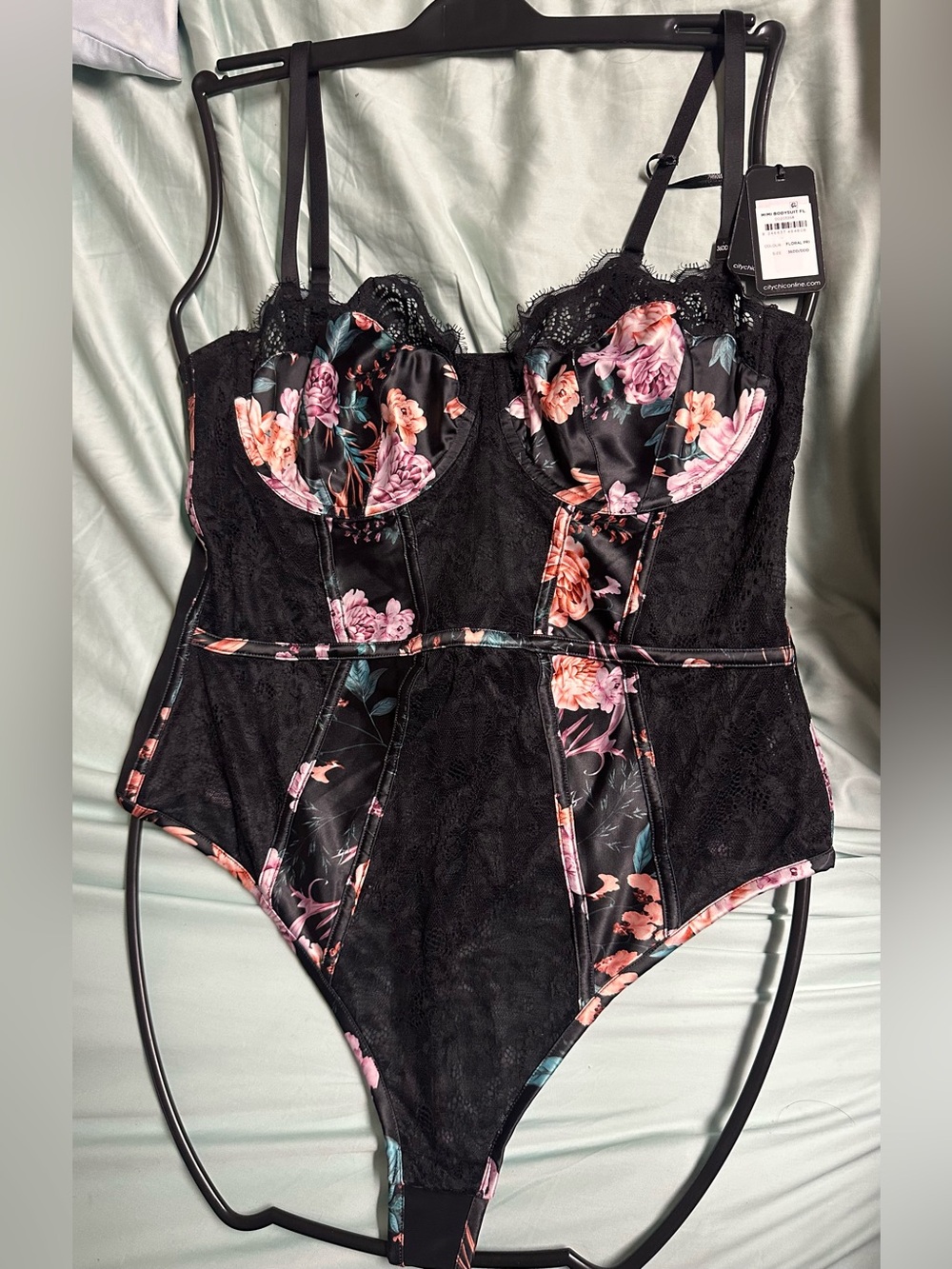 Black Floral Lace Bodysuit